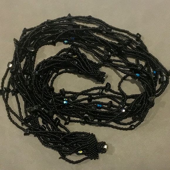 Vintage Black Onyx & Black Seed Bead Multi-Strand Necklace - Picture 10 of 15